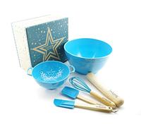 SmileKIDZ ~ OLLIE OWL ~ Deluxe BAKING 7 Piece Starter Set ~ Includes Mixing Bowl, Colander, Silicone Whisk, Mixing Spoon, Spatula, Timber Rolling Pin, Cotton CoverF