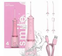Smilekit® Water Flosser | Electric Flosser | Portable Irrigator | Rechargable Irrigator | Dentist Approved | 60 Day Battery | USB-C Charging | 4 Modes | 3 Colour Choices (Pink, One Size)