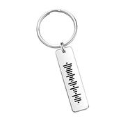 Smilelab Personalized Music Spotify Scan Code Cuff Keychain for Women Stainless Steel Keyring Custom Laser Engraving Spotify Code Ring Jewelry Gold