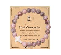 Smilelife Cross Bracelets for Girls Boys Baptism Communion Confirmation Gift Christian Bracelets Easter Basket Stuffers, One Size, Stone, no gemstone
