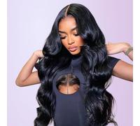 Smilenice 200% Density 9x6 HD Lace Human Hair Natural Black Wig 34 Inch