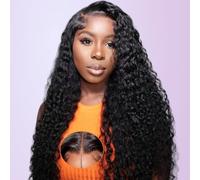 Smilenice Water Wave Human Hair Wig For Black Women, 9x6 HD Lace Front Wigs 180 Density, Curly Brazilian Virgin Wear and Go Glueless Wig Human Hair Pre Plucked Pre Cut With Natural Hairline 32 Inch