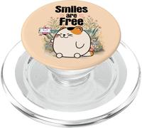 Smiles are free cat with a camera PopSockets PopGrip for MagSafe