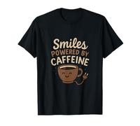 Smiles Powered by Caffeine Dad Coffee novelty Design T-Shirt