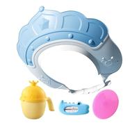 Smileshiney Kids Shower Cap, Hair Washing Shield with Water Temperature Gauge and Shampoo Cup, Shampoo Cap with Shampoo Brush, Makes the Kids Bath More Fun