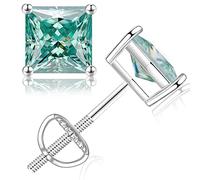 SMILEST 0.6-4ct Princess Moissanite Earrings for Women, D Color VVS1 Clarity Lab Created Diamond Earrings 18K White Yellow Rose Gold Vermeil S925 Sterling Silver Moissanite Screw Back Earrings Studs