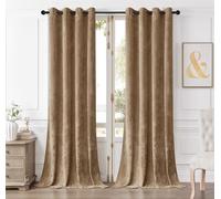 SMILETIME Amber Beige Crushed Velvet Curtains 52x96 inch Luxurious Thermal Insulated Soundproof Drapes for Living Room Bedroom Office Soft and Durable Light-Filtering Window Treatments, 2 Panels