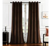 SMILETIME Brown 96in Long Luxury Velvet Curtain Panels with Grommet, Insulated Soft Privacy Noise Reducing Velvet Window Drapes Thicker Velvet Pinch Pleat Curtains for Living Room, 2 Panels, 52W x 96L