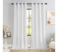 SMILETIME White 96 in Long Velvet Curtains with Grommet, Thermal Insulated Super Soft Privacy Noise Reducing Light Filtering Velvet Curtains for Living Room, 2 Panels, Each 52 x 96 inches Long