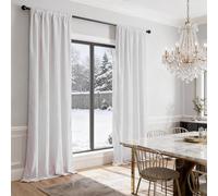 SMILETIME White Velvet Curtains with Dual Rod Pockets 52×84 Inches Light-Filtering Thermal Insulated Drapes for Bedroom & Living Room, Energy Saving, Set of 2