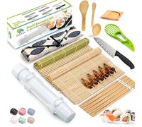 SmileTools Sushi Making Kit, 22-in-1 Sushi Roller Kit with Bamboo Sushi Rolling Mat, Sushi Bazooka, Avocado Knife, Sushi Knife, Chopsticks, Sauce Dishes, Rice Spreader & More DIY Sushi Party Gift