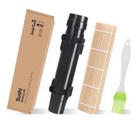 SmileTools Sushi Making Kit, Sushi Roller, Sushi Bazooka, Sushi Maker, Bamboo Sushi Rolling Mat For Beginners (Black), Medium