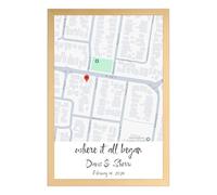 Smilets Personalised Where It All Began Map for Couple, Where We Met Map, Our First Date, Valentines Day Gift for Girlfriend Boyfriend, Anniversary Wedding Gifts for Her Him