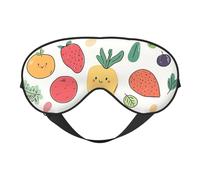 Smiley Face Carrot Strawberry Print Sleep Mask with Adjustable Strap, Comfortable Eye Cover for Travel, Yoga, Napping, Sleeping & Relaxation