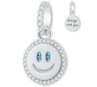 Smiley Face Charms Dangle fit Pandora Women Bracelets, 925 Sterling Silver Happy Smile Emoji Necklace Pendant Bead with CZ Blue Eye, Always with You Gifts for Boys/Girls/Birthday