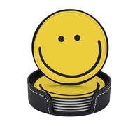 Smiley Face Coasters Set 6 for Drinks Happy Face Coaster for Coffee Table Gifts Home Decor,3.9 Inches