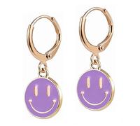 Smiley Face Earrings Huggie Hoop Y2K Preppy Happy Lightning Bolt Heart Star Small Dangle Colorful Gold White Red Pink Yellow Blue Jewelry, Zinc, No Gemstone