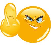 'Smiley Face, Middle Finger Art No Car _ 006 9 cm außenklebend for Car, Lorry, Motorbike, Moped, Scooter, Roller, Vehicles, UV and Weather Resistant for Washers.