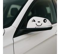 Smiley Face Mirror Stickers (Pair, (20×9.6 cm) - Funny Winking Face Waterproof, UV-Resistant Vinyl Decals for Side/Wing Mirrors on Cars & Vans, Easy Peel-and-Stick by Kingdom Decalz