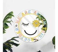 Smiley Face Mirror Wall Stickers, Self-Adhesive Acrylic Mirror Wall Decals Cute Round Decorative Mirror, 11.8 Inches Non Glass Wall-Mounted Mirror for Home Living Room Bedroom Bathroom, Thickness 2 mm