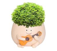 Smiley Face Planter Pot, Cute Plant Pot 4 Inch Resin Funny Planter with Drainage, Unique Plant Gifts for Women Small Succulent Face Flower Pot, Fun Teacher Appreciation Gift Plant Pots Indoor