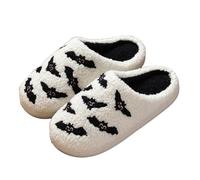 Smiley Face Slippers Halloween Women's Fluffy Memory Foam Slip On Slippers Comfy Warm Anti-Slip House Shoes Funny Slipper Pumpkin Skeleton Bat Cat Halloween Shoes
