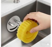 Smiley face sponge holder, kitchen Sink Caddy Organizer with Suction cup,Made of rust-proof aluminum that never rusts for Mommy & Daddy Sponges silvery (1-Pack）