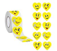 Smiley Face Stickers, 25mm Emoji Stickers, Cute Smiley Faces, For Teacher Classroom Reward, Envelope, Crafts Labels (A269 Heart Emoji Sticker(Yellow))