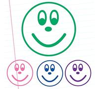 Smiley Face Teacher Stamp/School Stamper. Choice of Ink Colour: Pink/Purple/Green/Blue. (Purple*^)