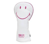 Smiley Golf Club Headcover - Classic Driver - White/Pink