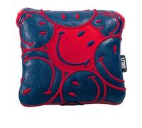 Smiley Golf Club Headcover - Stacked Mallet Putter - Navy/Red