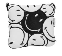 Smiley Golf Club Headcover - Stacked Mallet Putter - White/Black