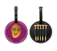 Smiley Mango Black Printed golf tee storage bag - portable design, easy to organize tee, Black, One Size