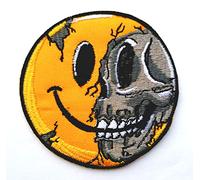Smiley Skull biker rider clothing jacket shirt badge Iron on Sew on Embroidered Patch