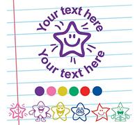 Smiley Star Teacher Stamper. Personalised/Custom Stamp. Self-Inking, Reinkable, 22mm^. Choice Font, Colour, Image, Text
