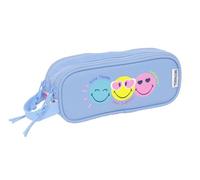 SMILEY WORLD JOYFUL - Double Pencil Case, Recyclable Fabric, Children's Pencil Case, Child, Ideal for School Age Children, Comfortable and Versatile, Quality and Resistance, 21 x 6 x 8 cm, Light