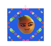 Smiley Yellow Pear Dish Drying Mat, 16 x 18, Highly Absorbent, Suitable for Kitchen Dish, Drain Rack, Coffee Bar, Hangable