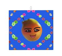 Smiley Yellow Pear Print Dish Drying Mat for Kitchen - Ultra Absorbent Tableware Dishes Drainer Pads 16" x 18"