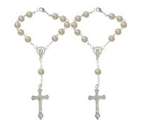 smilfuy 2PCS Car Rosary for Rearview Mirror, White Rosary Pendant