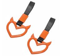 smilfuy 2PCS Devil Heart Handle Ring, Rear Bumper Warning Grab Handle Ring for Cars, Car Handles Strap Drift Charm, Auto Interior Exterior Decoration, Suitable for Car Bus Subway (Orange)