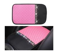 smilfuy Bling Leather Car Armrest Box Cover, Car Console Armrest Cover with Crystal Rhinestones, Anti-Scratch Waterproof Auto Center Console Protector Cushion Pad for Car SUV Truck (Pink)