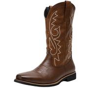 Smilice Men's Wide Fit Western Boots | Slip-On Boots with Non-Slip Sole & Warm Lining for Casual Wear
