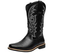 Smilice Men's Wide Fit Western Boots | Slip-On Boots with Non-Slip Sole & Warm Lining for Casual Wear
