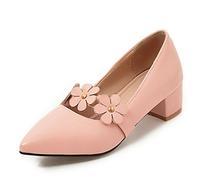 Smilice Women Sweet Style Flower Strap Court Shoes Mid Heel Slip-on Shoes 3 Colors Size 1-12.5 US (Pink,36 EU)