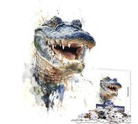 Smiling Alligator Watercolor Jigsaw Puzzles for Adults1000 Piece Strengthen Mental Endurance And Stamina Calm Stress Free Playtime (38X52cm)