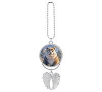 Smiling Animal Car Hanging Pendant, Zinc Alloy Rearview Mirror Charms - Relieve Visual Fatigue, Vintage Keychain Pendant, Lucky Car Interior Hanging Decoration, Silver-Style