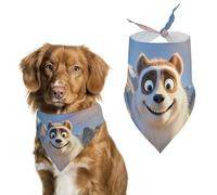 Smiling Animal Dog Bandanas for Feeding Grooming, Triangle Pet Bibs Washable Pets Scarf for Cats & Dogs