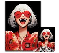 Smiling Anime Girl in Red Jigsaw Puzzles for Adults 1000Challenging Puzzles for Teenagers Family Fun DIY Brain Teaser Game Gift 1000 PCS(38x26cm)