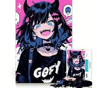 Smiling Anime Girl with Horns 1000 Piece Jigsaw Puzzles for Adults Pure Logic Toy Soothing Fun Sharp Cut Amazing Present 50x75cm