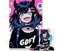 Smiling Anime Girl with Horns for Adults 1000 Piece Jigsaw Puzzle Mind Puzzle Relaxing Fun Image Assembly Warm Surprise 38x52cm